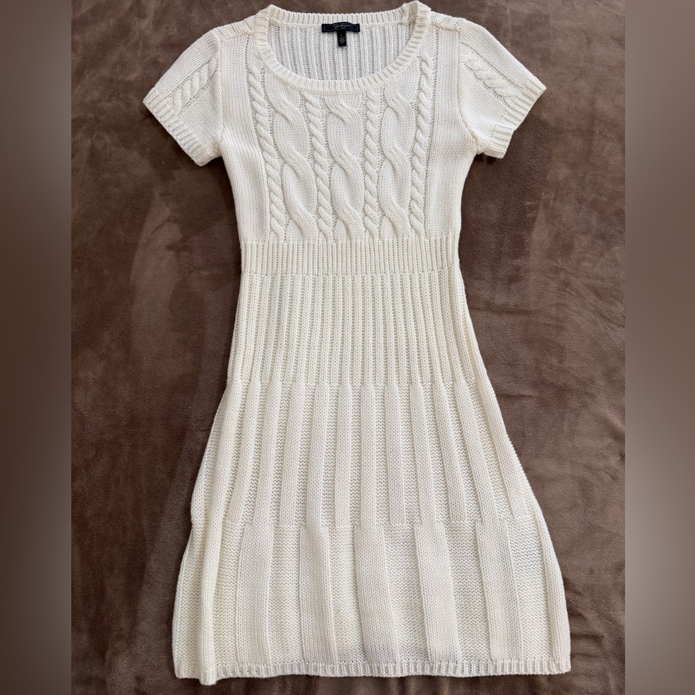 Jessica Simpson Ivory Cable Knit Mini Dress